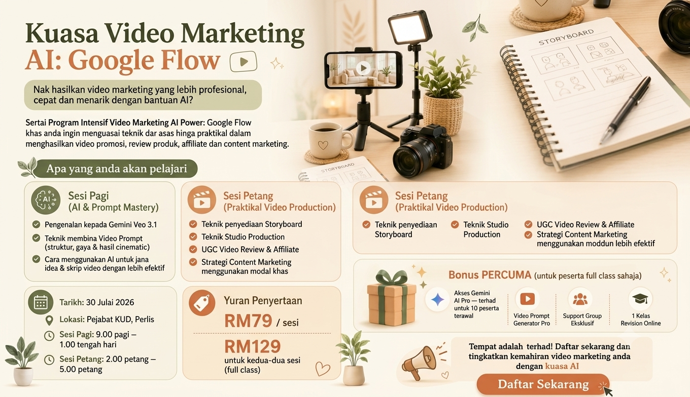 Kuasa Video Marketing AI: Google Flow (Sesi Pagi)